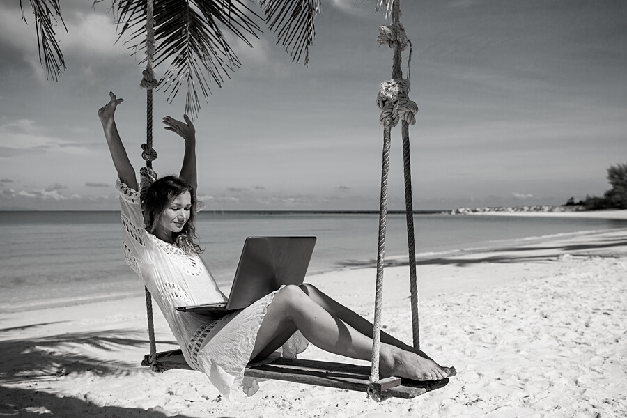 Freelancer Working at the Beach   